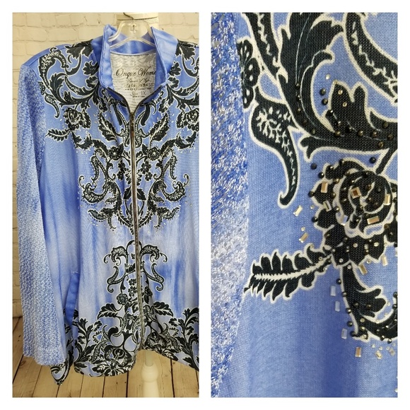 Onque Woman Jackets & Blazers - Onque Woman Jacket in Periwinkle & Black, 1X